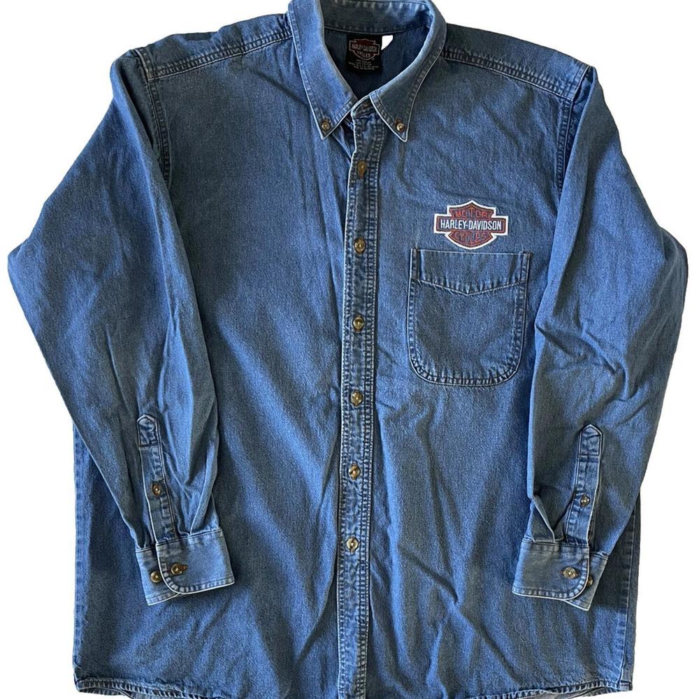 Vintage Denim Harley Davidson Button Up Size XL